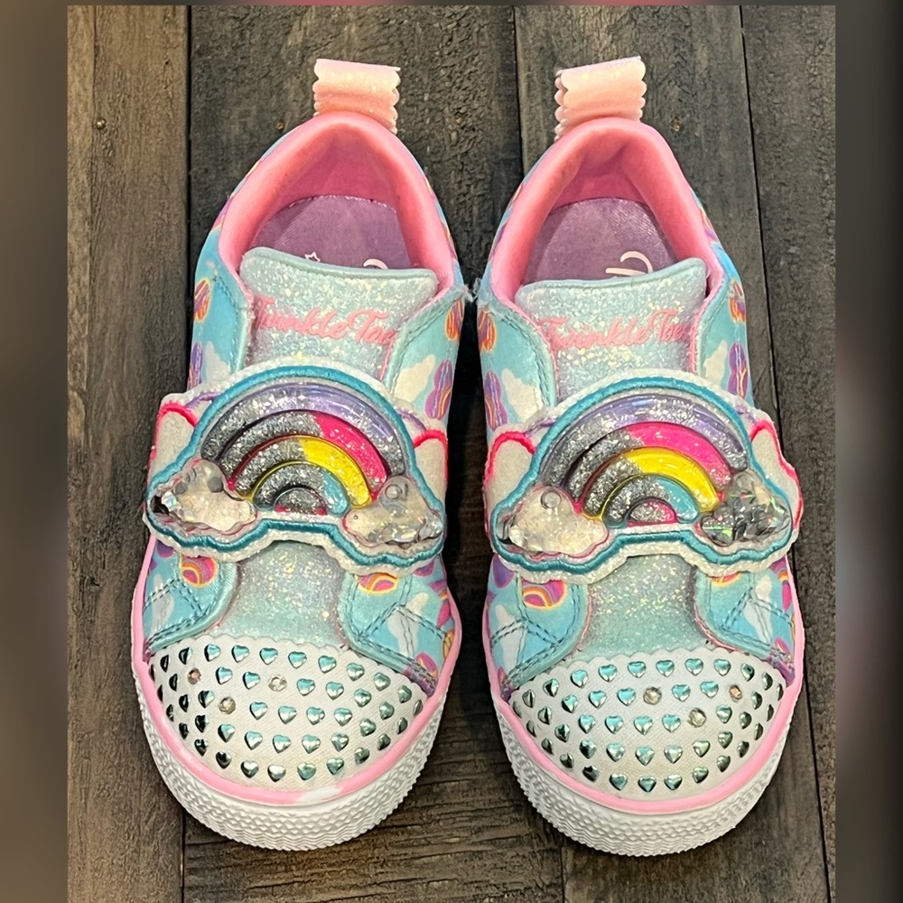 Skechers Twinkle Toes Rainbow Sprinkles Toddler Light-Up Shoes Size 8